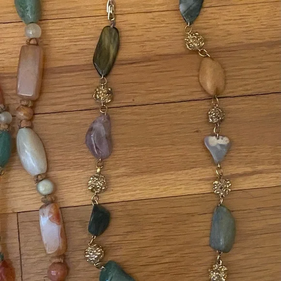 Lot of 4 Vintage Natural Polished Stone Beaded Necklaces. Good Condition. - Picture 4 of 16